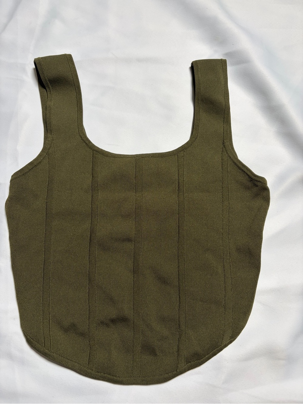 Olive Knit Tote with Wide Shoulder Straps